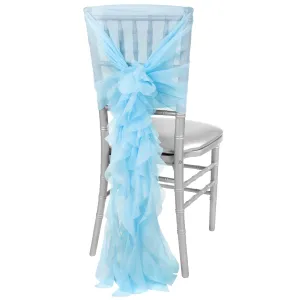 1 Set of Soft Curly Willow Ruffles Chair Sash & Cap - Baby Blue