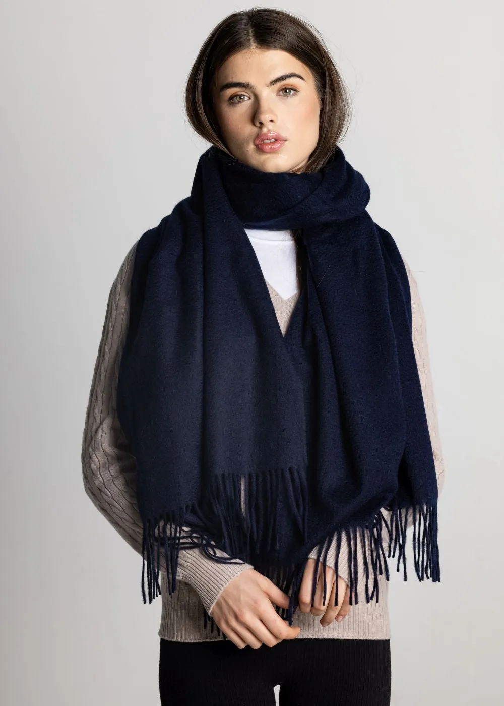 100% Cashmere Shawl - Navy