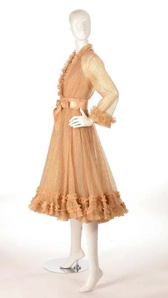 1973 Christian Dior Haute Couture Gold Cocktail Dress by Marc Bohan