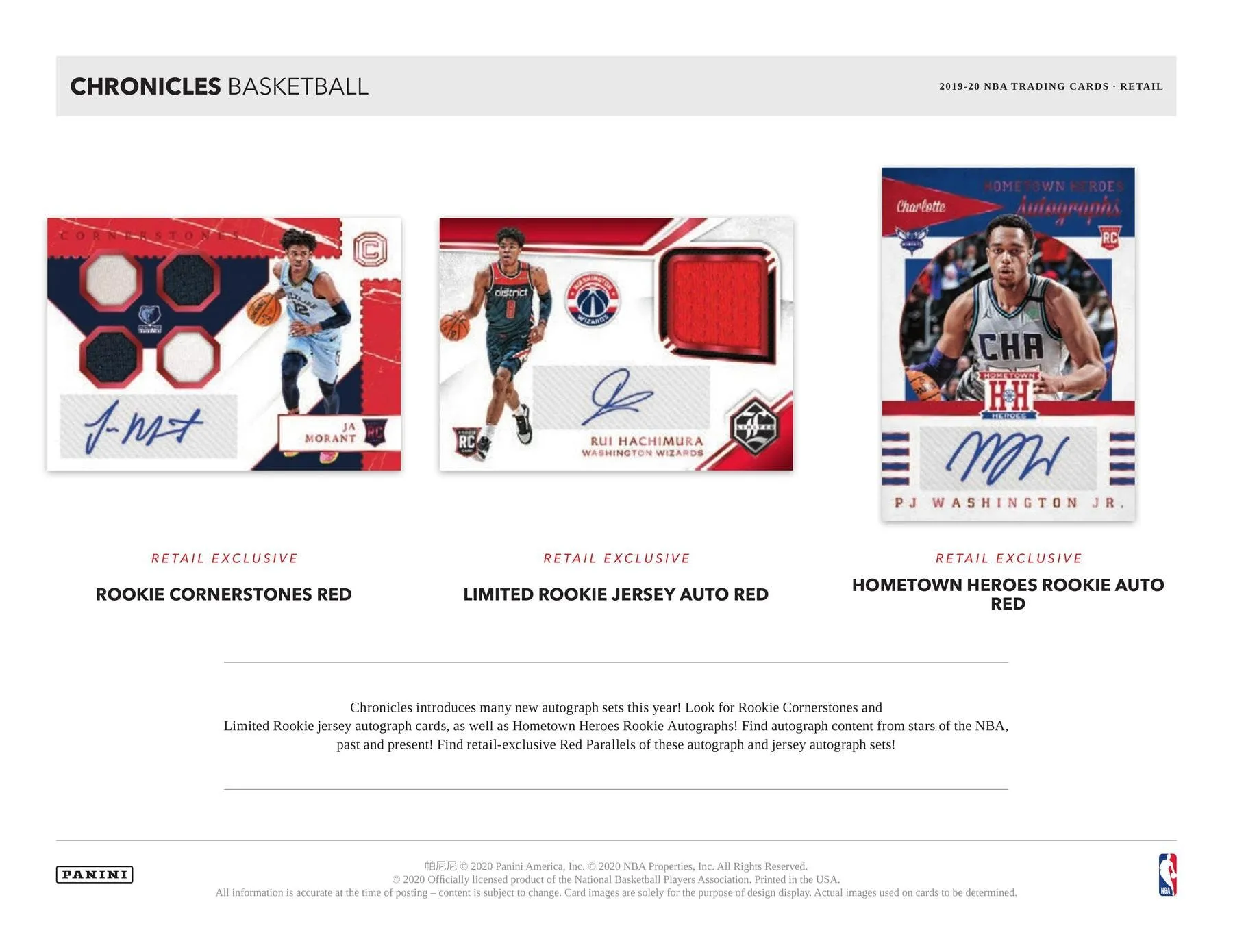 2019/20 Panini Chronicles Basketball 8-Pack Blaster Box