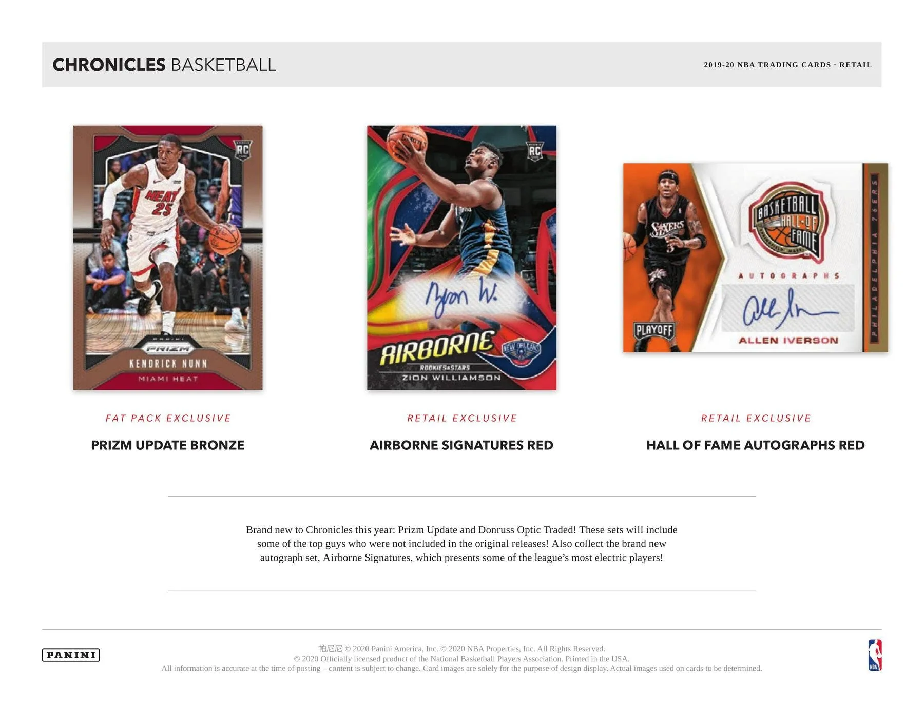 2019/20 Panini Chronicles Basketball 8-Pack Blaster Box