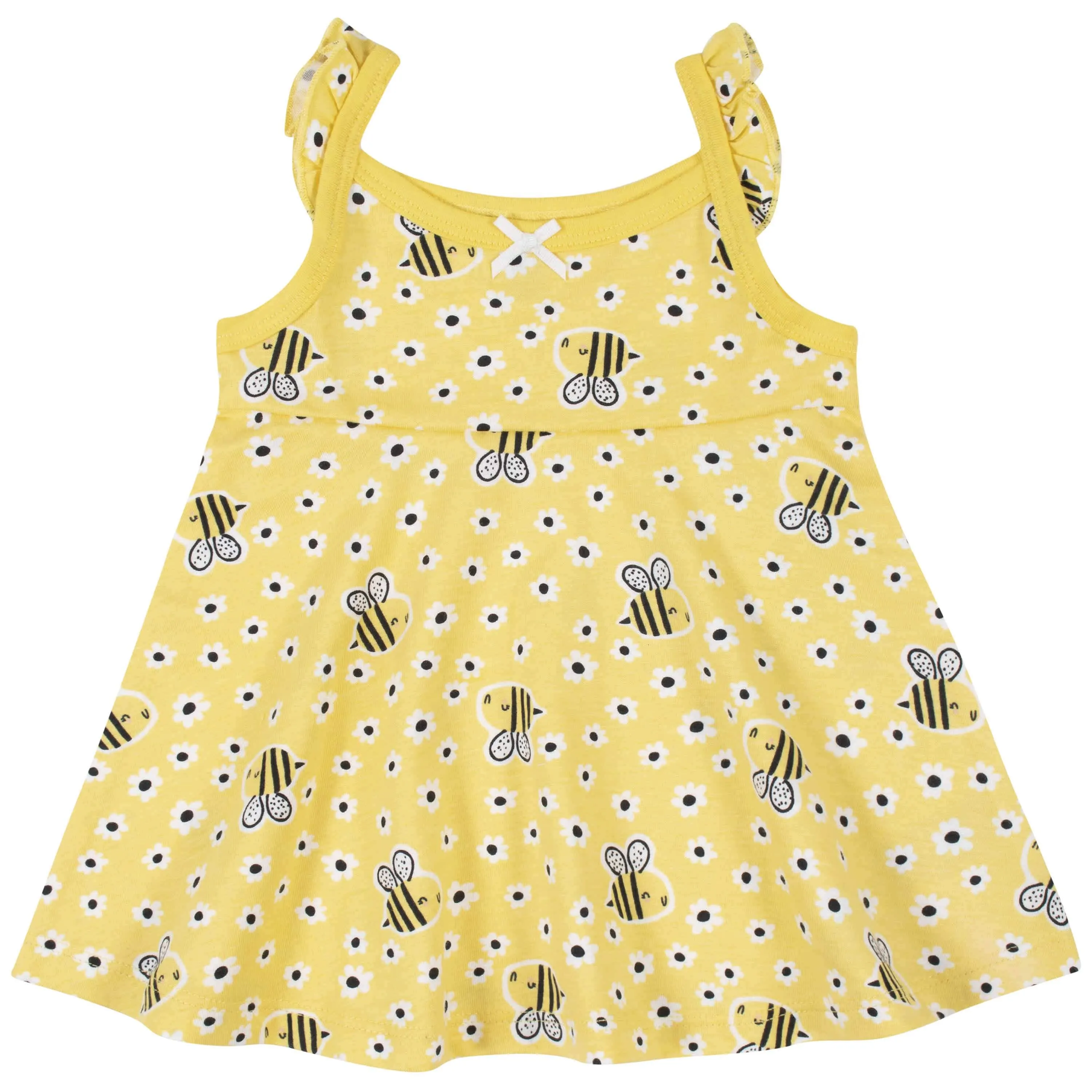 3-Piece Baby & Toddler Girls Bee Garden Dress, Diaper Cover & Sun Hat Set