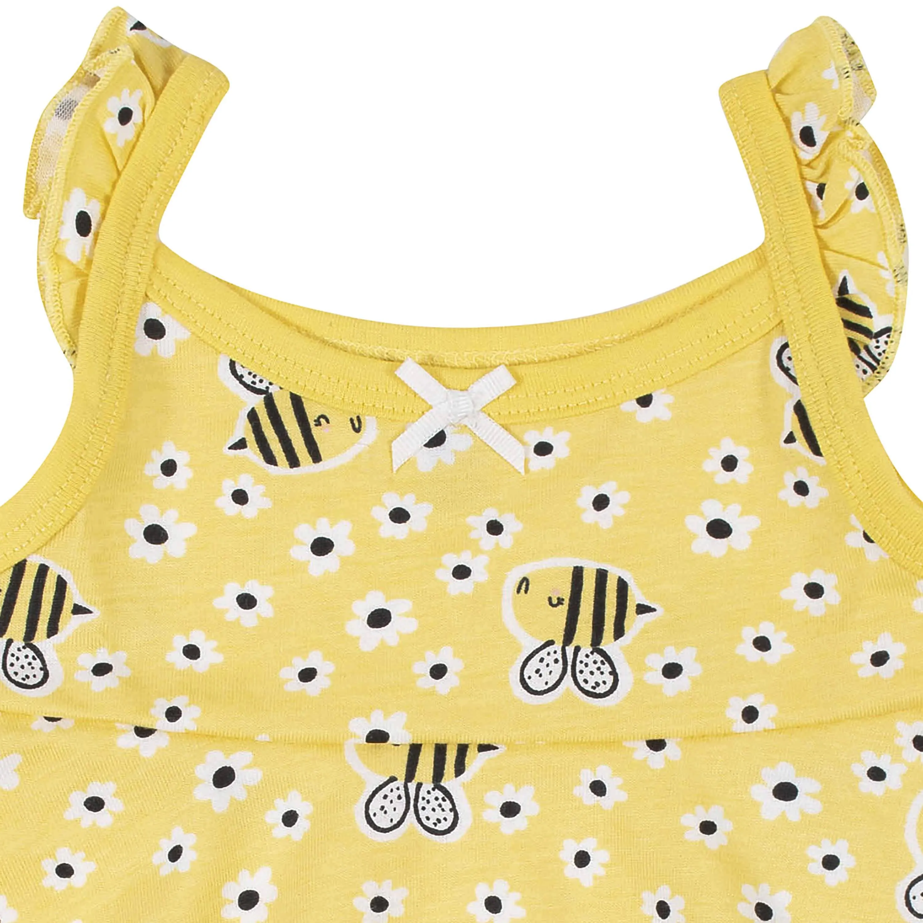 3-Piece Baby & Toddler Girls Bee Garden Dress, Diaper Cover & Sun Hat Set