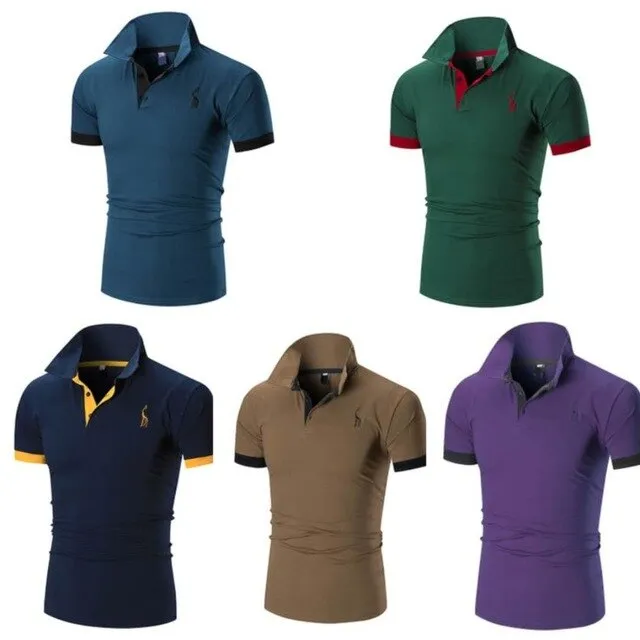 4 sets of summer men's short-sleeved casual cotton Polo shirt half-sleeved slim solid color shirt with collar to lead