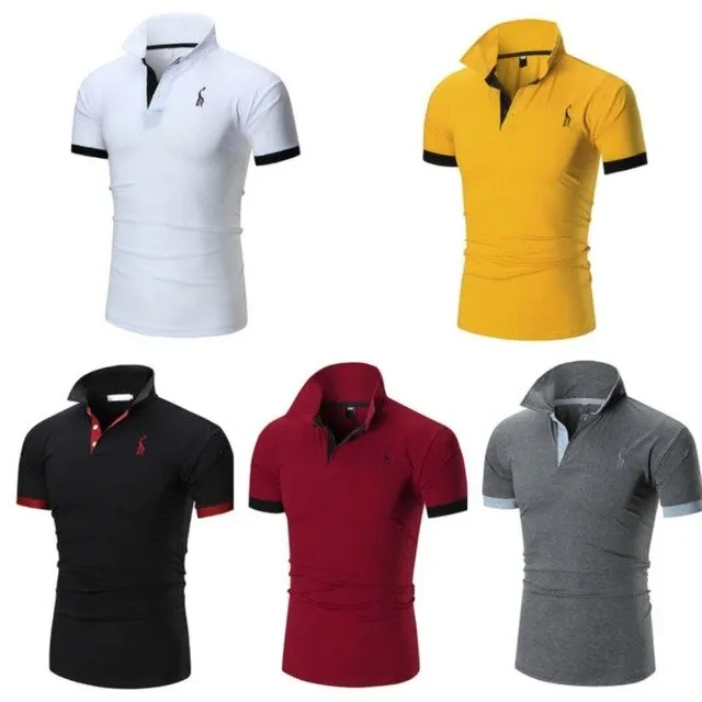 4 sets of summer men's short-sleeved casual cotton Polo shirt half-sleeved slim solid color shirt with collar to lead