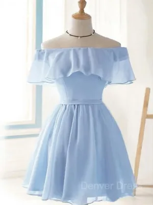 A-Line Off-the-Shoulder Short Chiffon Homecoming Dresses With Ruffles