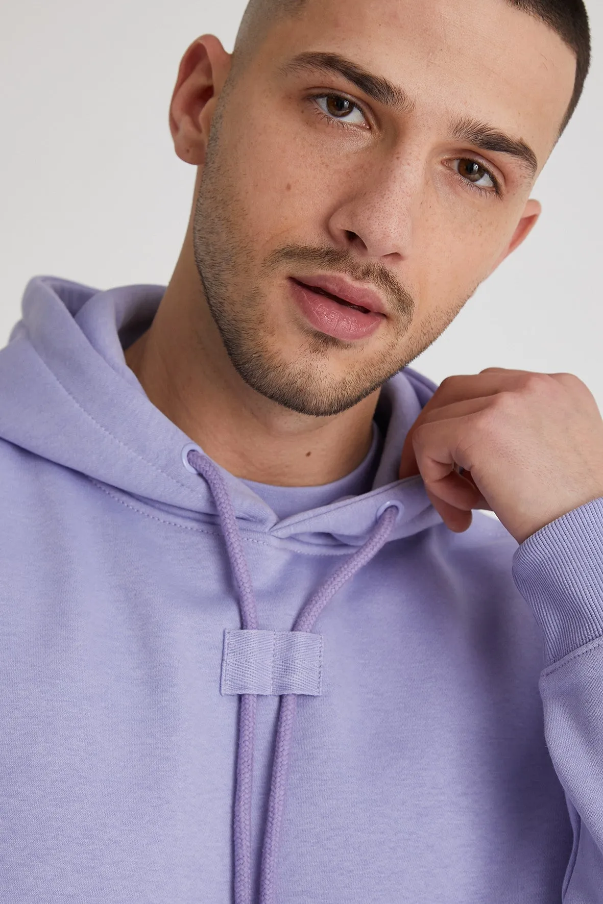 Aldo premium brushback fleece hoodie in Amethyst