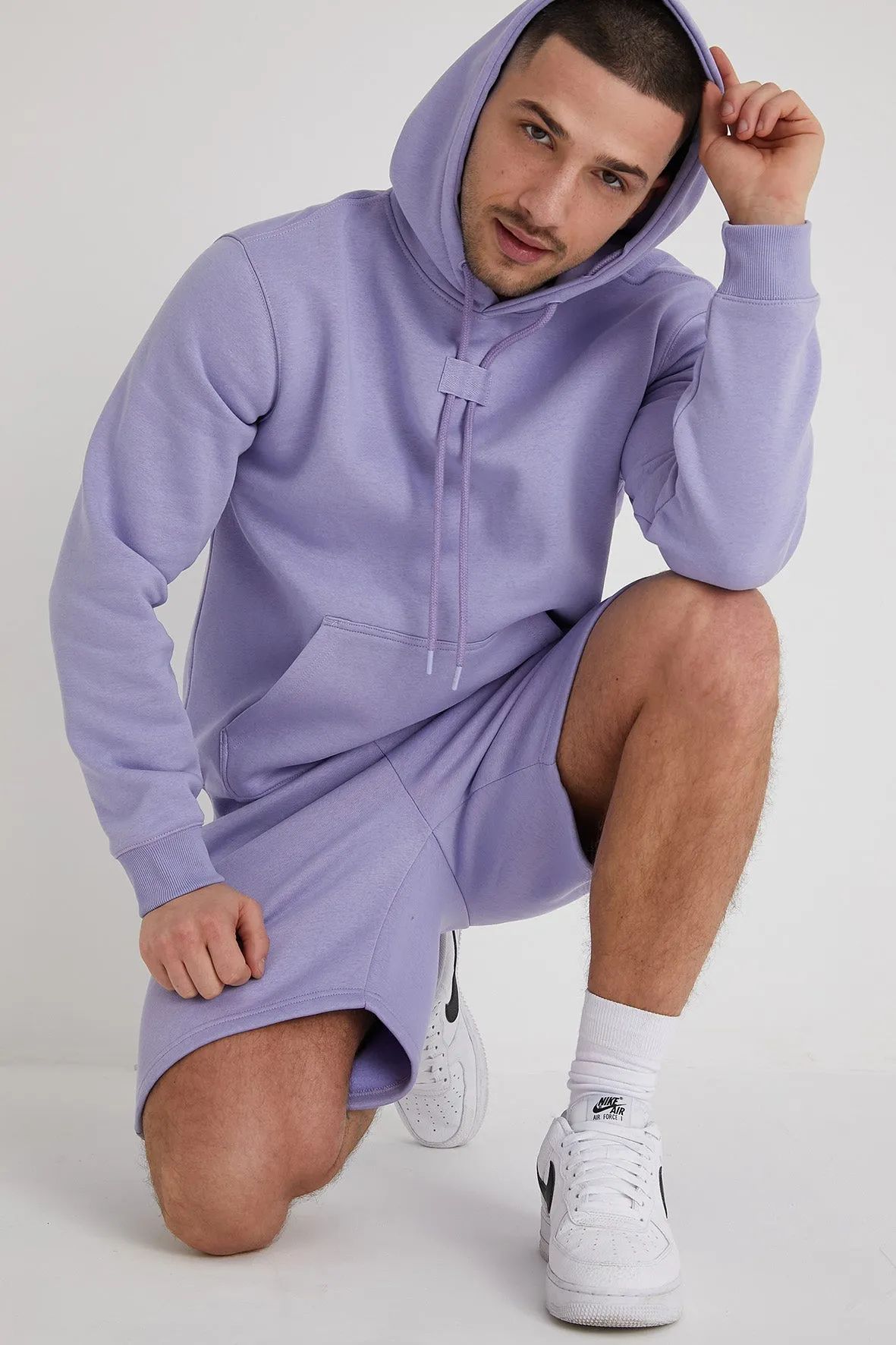 Aldo premium brushback fleece hoodie in Amethyst