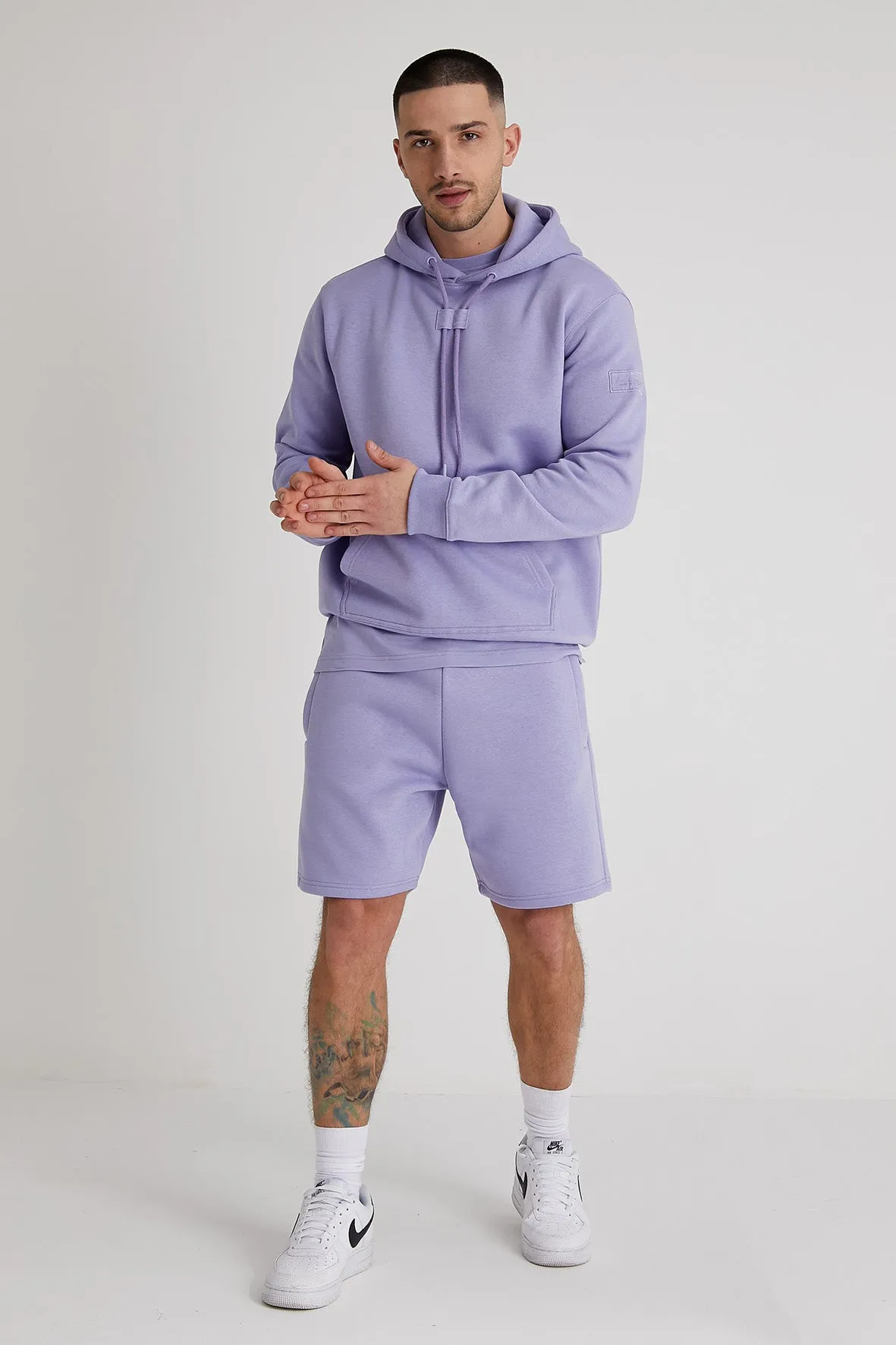 Aldo premium brushback fleece hoodie in Amethyst