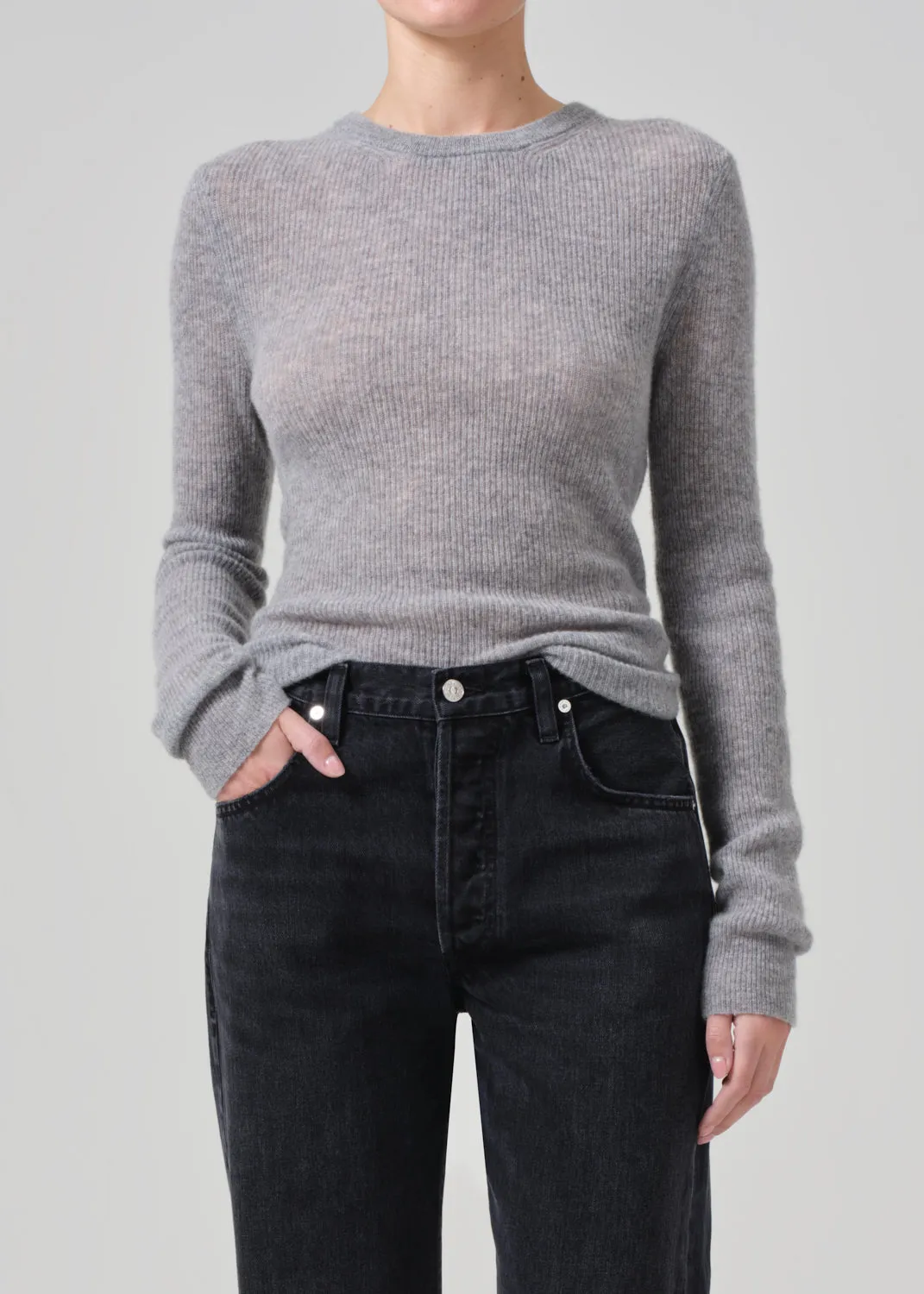 Alessia Crewneck Sweater in Dark Heather Grey