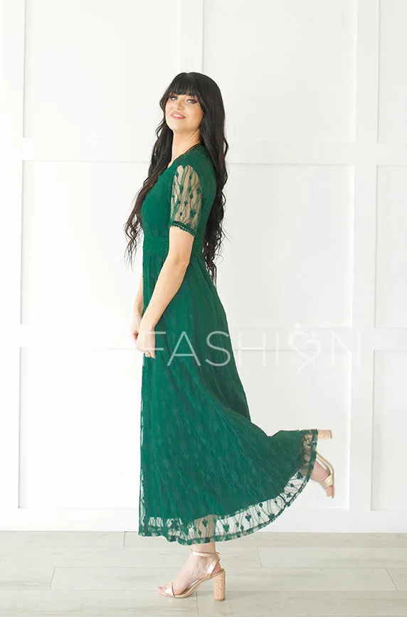 Anastasia Emerald Green Lace Maxi - DM Exclusive-FINAL SALE