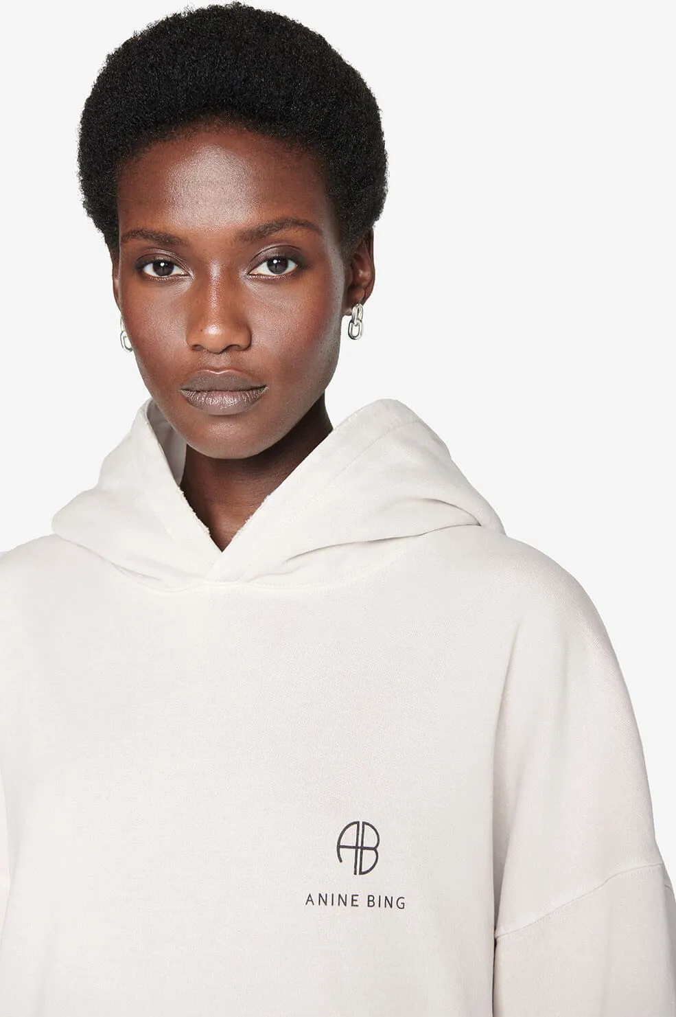 Anine Bing - Aiden Hoodie Monogram in Stone