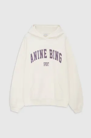 Anine Bing - Harvey Sweatshirt in Off White w/ Purple