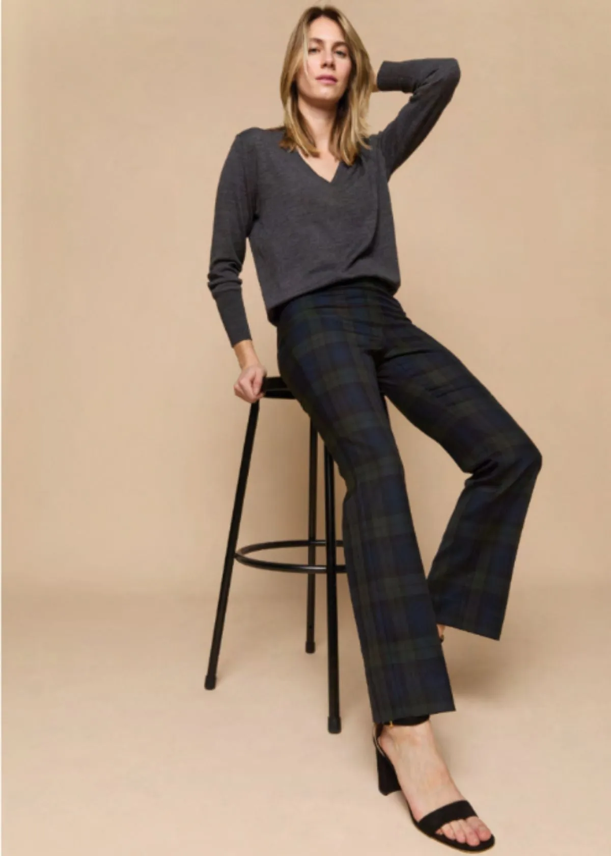 ANN MASHBURN Norah Flare Pant - Blackwatch Stretch Twill