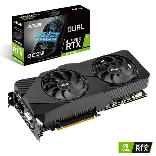 ASUS nVidia Super DUAL-RTX2060S-O8G-EVO Dual GeForceÂ® RTX 2060S EVO OC Edition 8GB GDDR6, 2 Fans, 2xDP/2xHDMI/1xDVI-D, 1725 Boost, NON-RGB [PC]