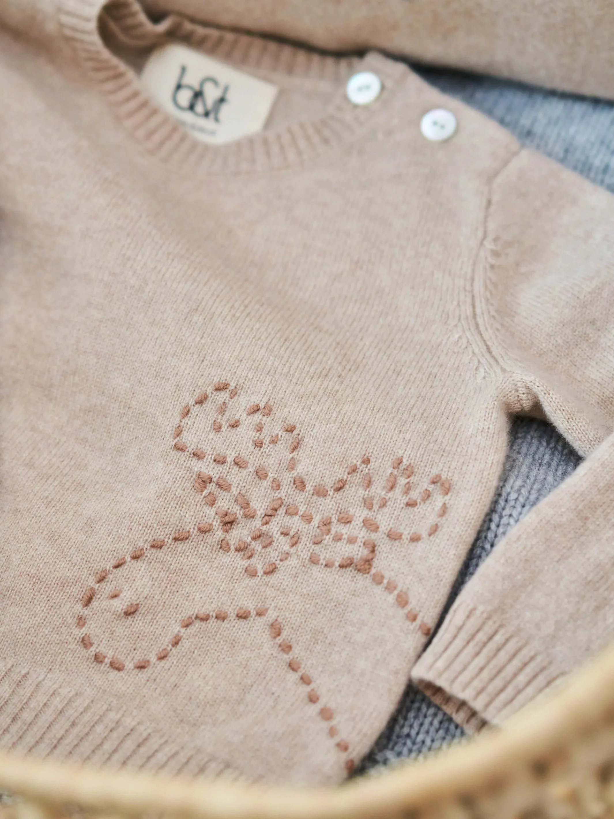 Baby's Embroidered Cashmere Sweater Reindeer