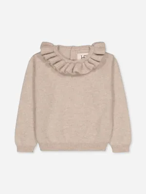 Baby's Ruffled Cashmere Sweater Beige