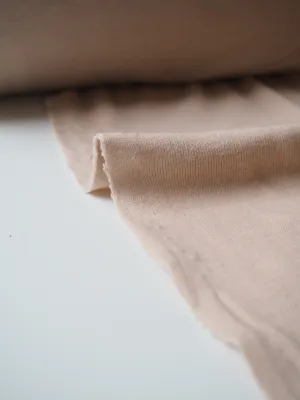 Beige Cotton 1x1 Rib Jersey