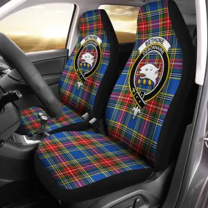 Bethune Tartan Car Seat Cover with Family Crest