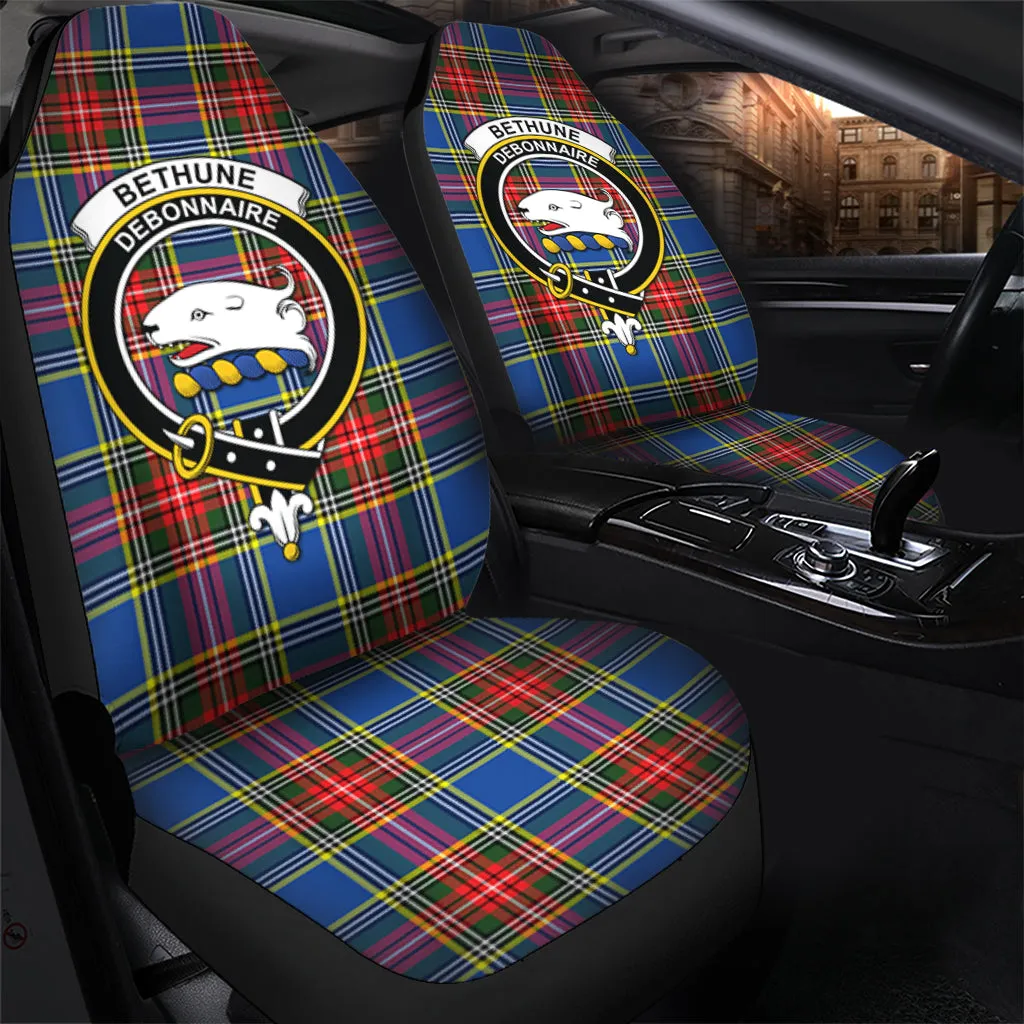 Bethune Tartan Car Seat Cover with Family Crest