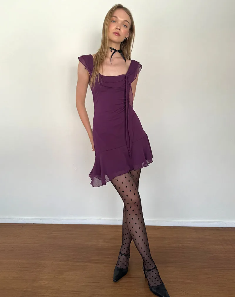 Binita Mini Dress In Chiffon Aubergine