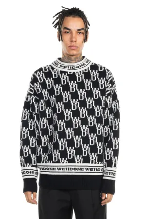 Black & Off-White All Over Logo Sweater