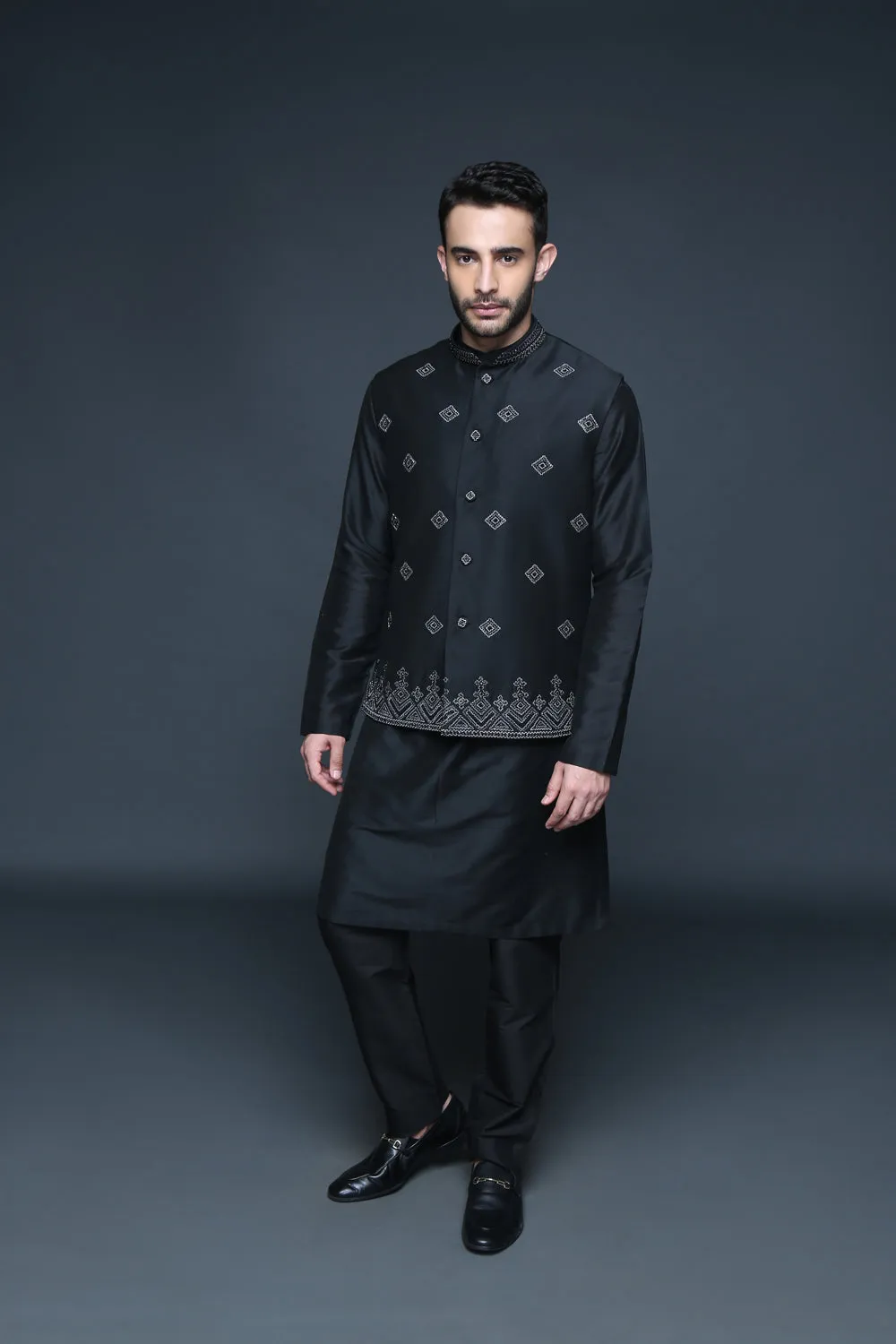 Black Bundi Kurta Set