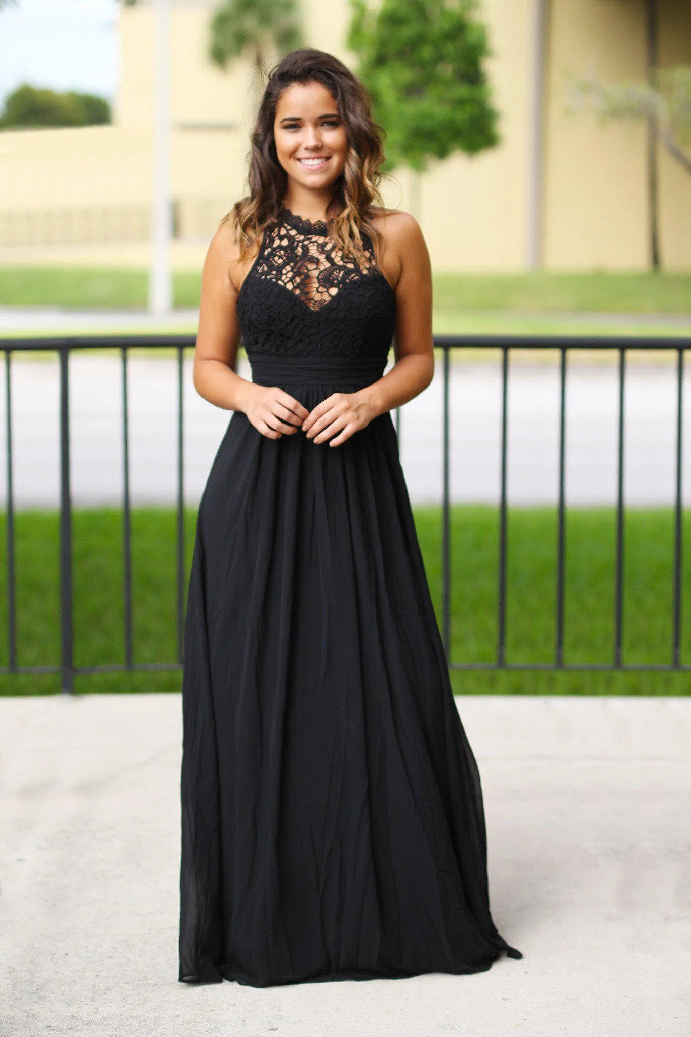 Black Crochet Maxi Dress