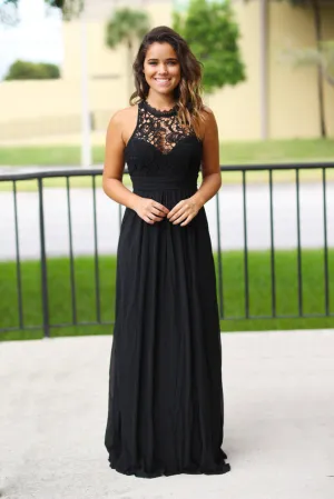 Black Crochet Maxi Dress