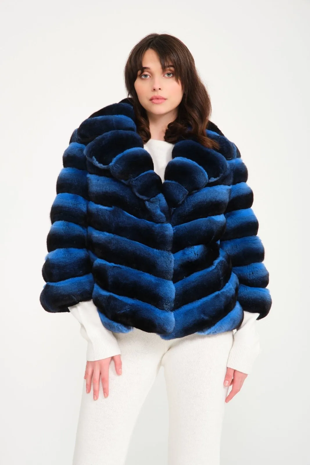 Blue Chinchilla Fur Coat