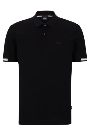 Boss Regular-fit Polo T-shirt With Rubberized Logo, black