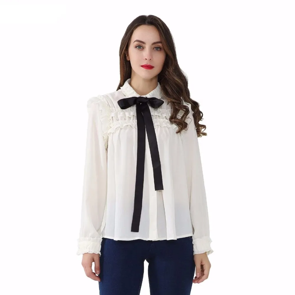 Bow Tie Ruffle Blouse