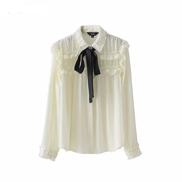 Bow Tie Ruffle Blouse