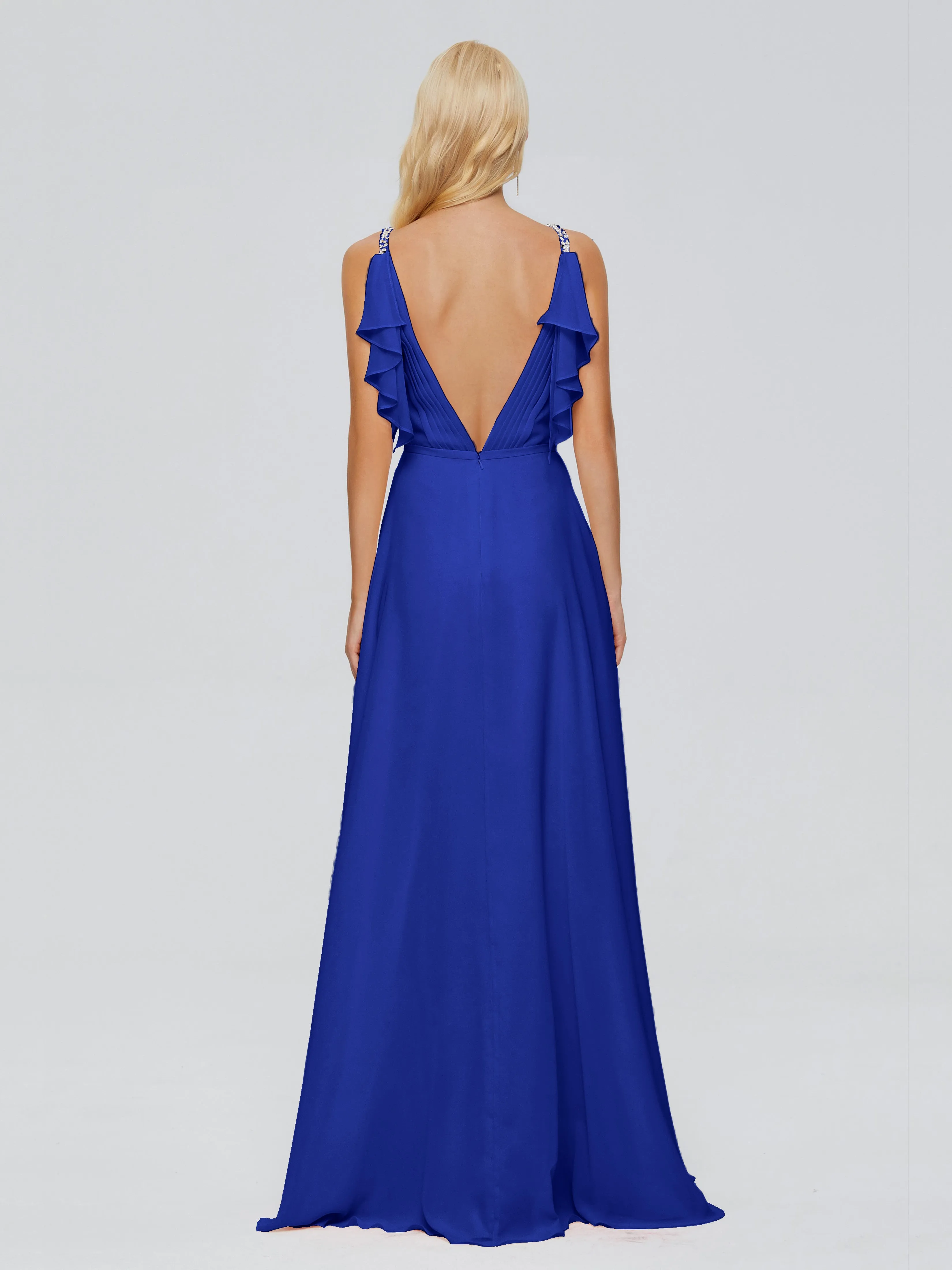 Brianna Ruffles Spaghetti Straps Unique Chiffon Bridesmaid Dresses