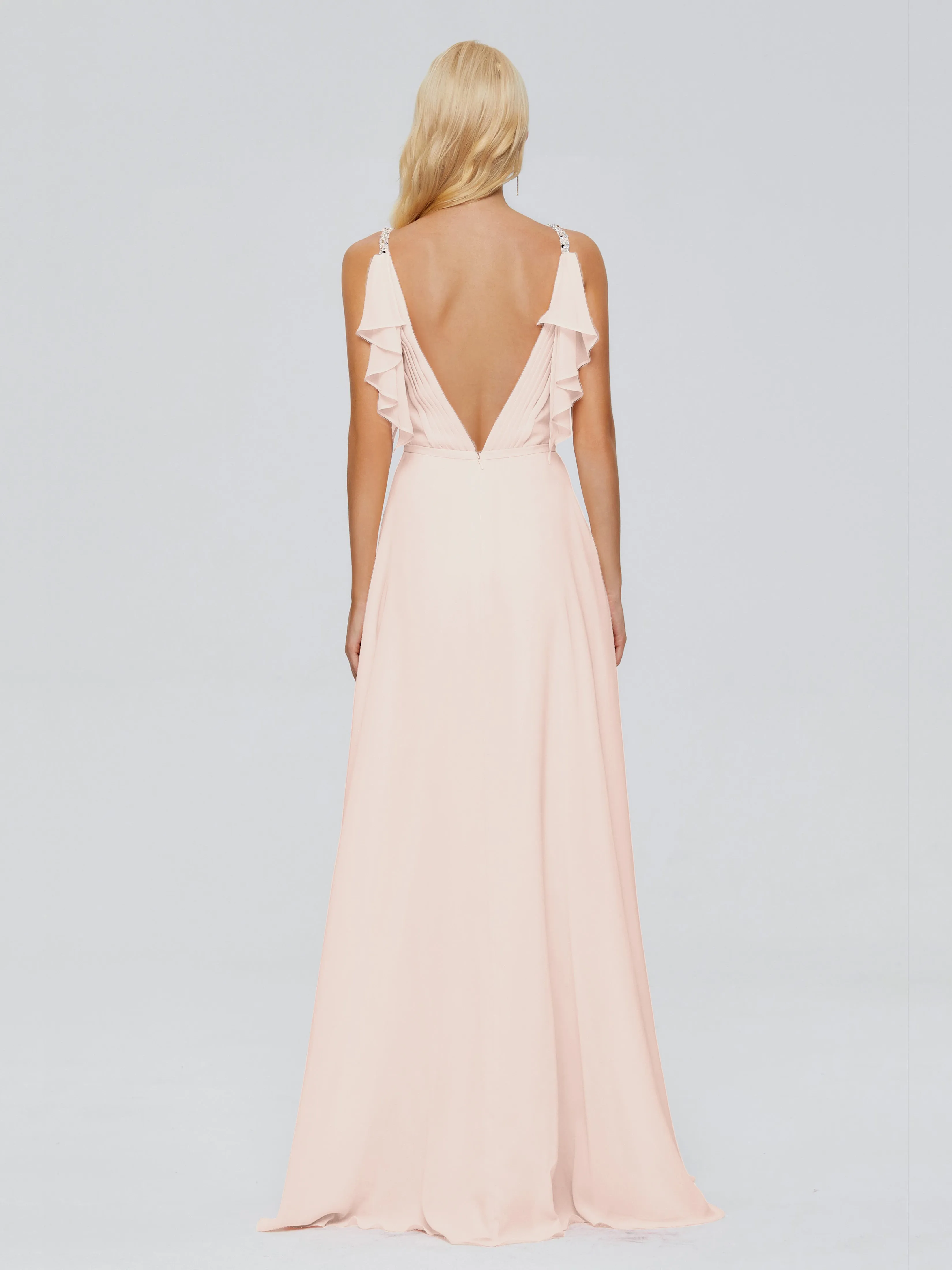 Brianna Ruffles Spaghetti Straps Unique Chiffon Bridesmaid Dresses