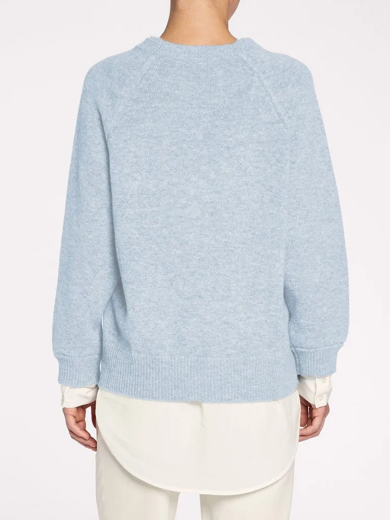 Brochu Walker - Layered Sweatshirt in Skye Blue Melange With White Underlining