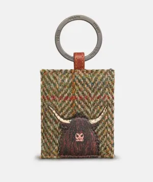 Brown Tweed Highland Cow Keyring