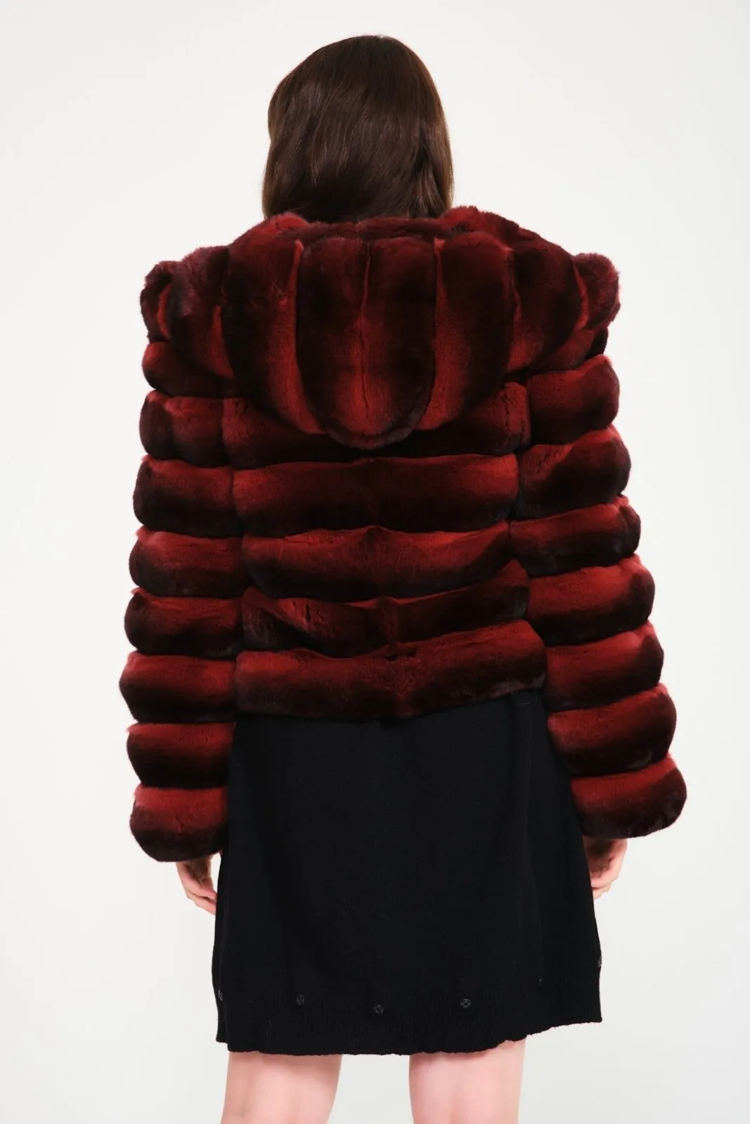 Burgundy Chinchilla Fur 3 in 1 Coat