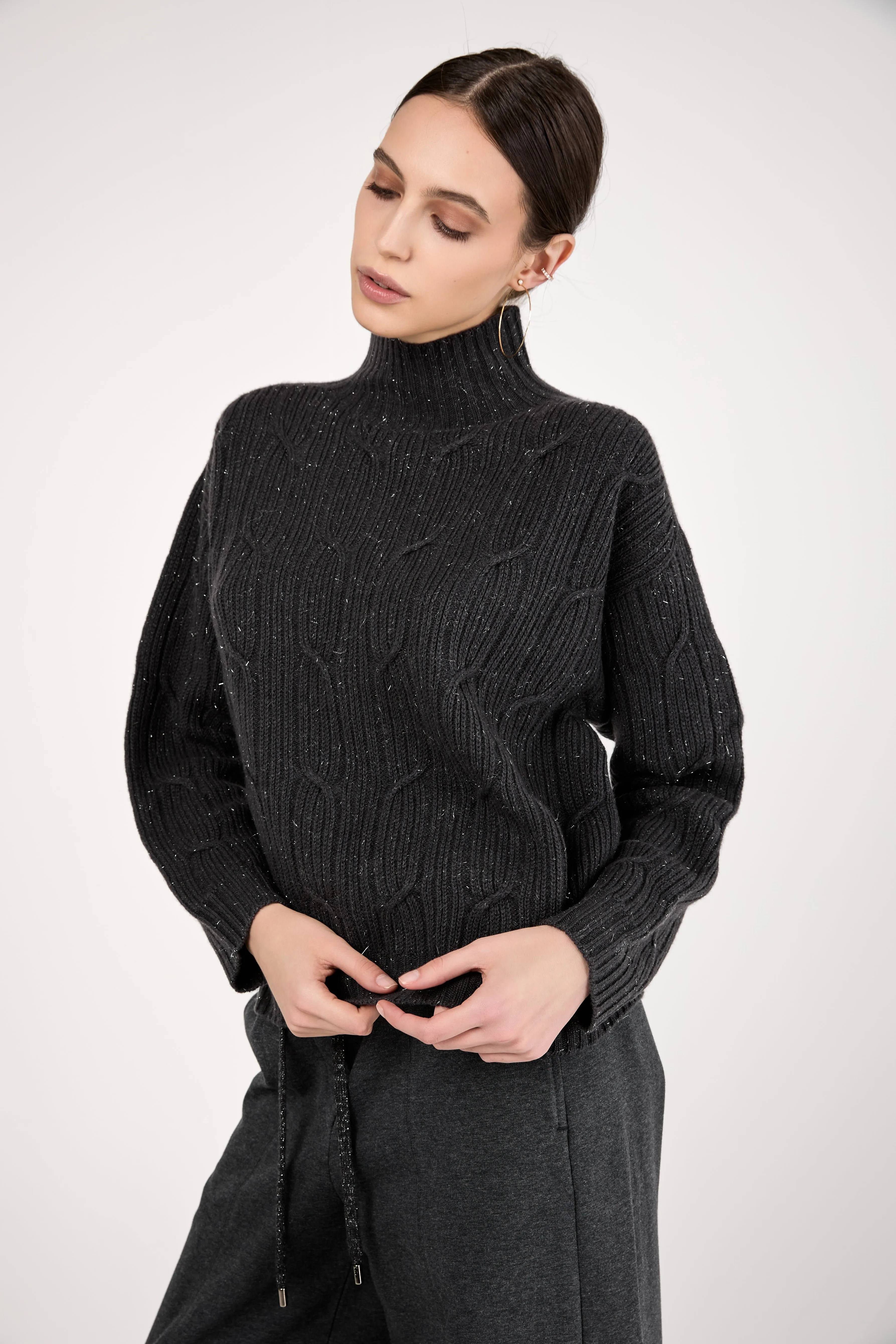 Cable Knit Sweater in Graphite