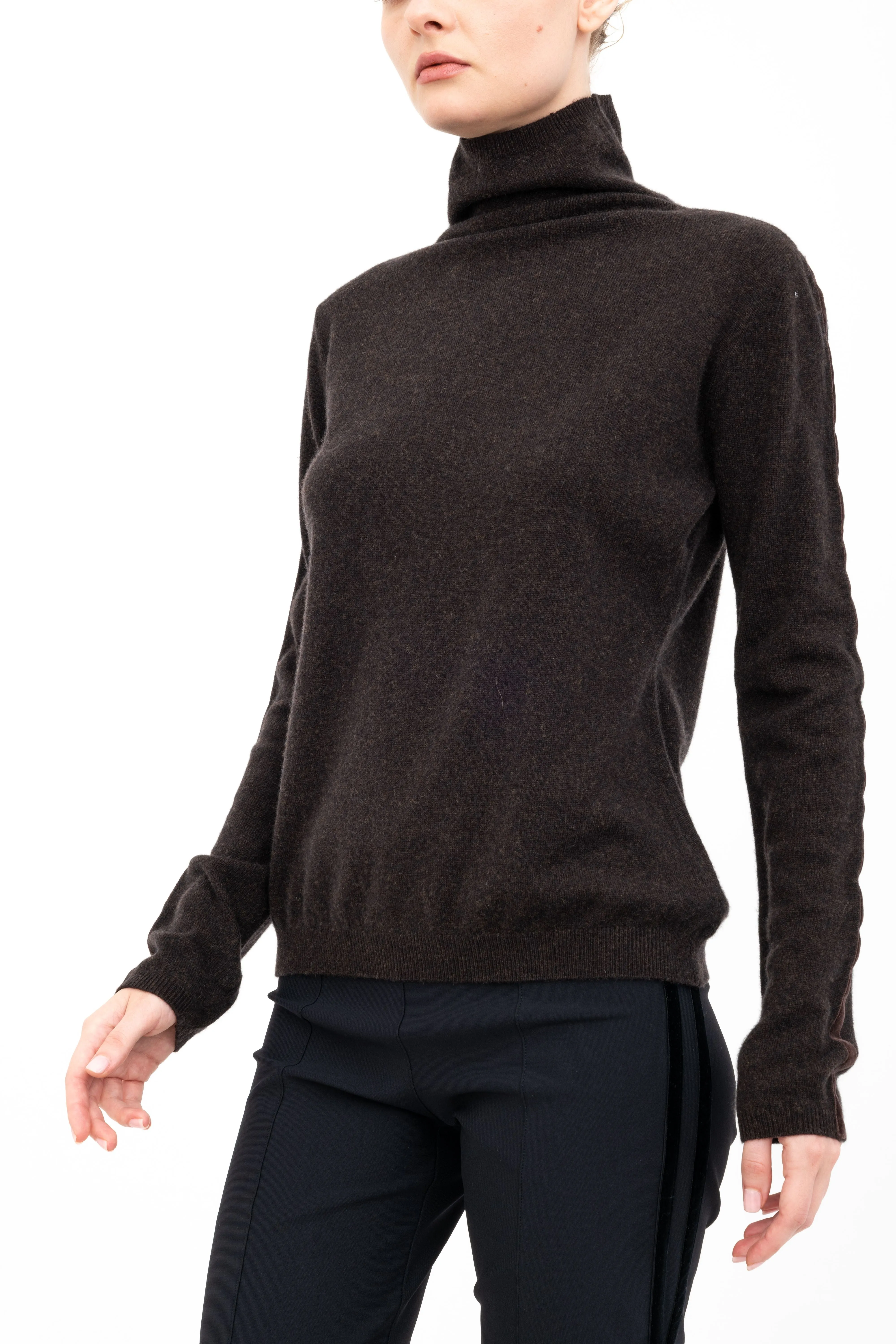 Cashmere Blend Mock Neck Knit Top with Velvet Trim - ALEXIA H24