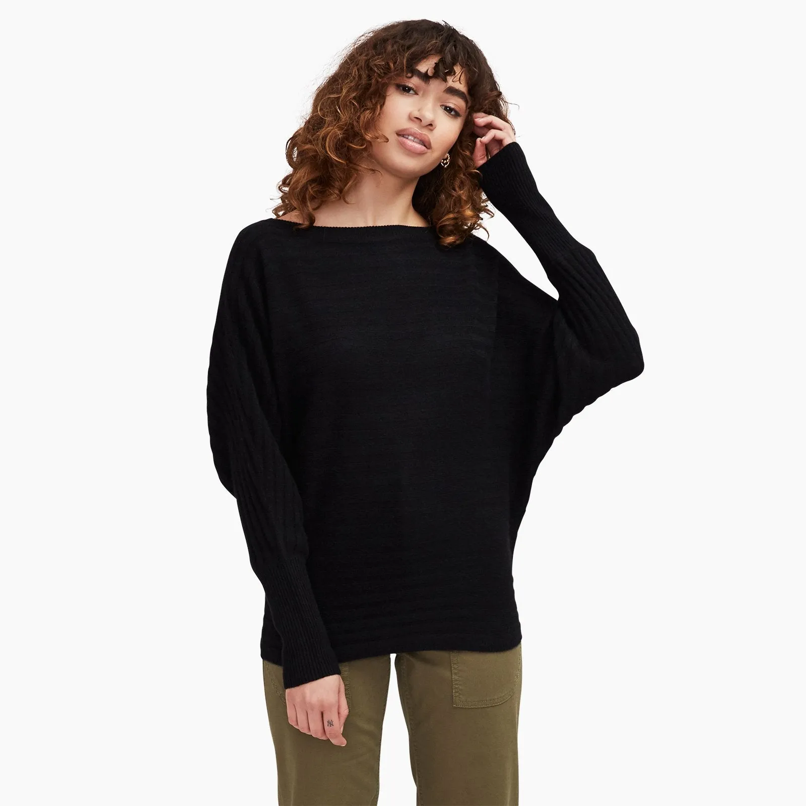 Cashmere Oversized Ribbed Boatneck Sweater