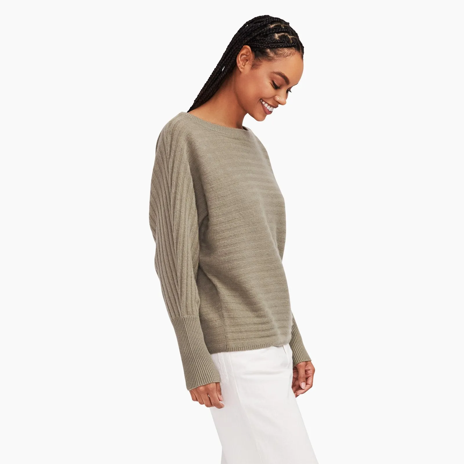 Cashmere Oversized Ribbed Boatneck Sweater