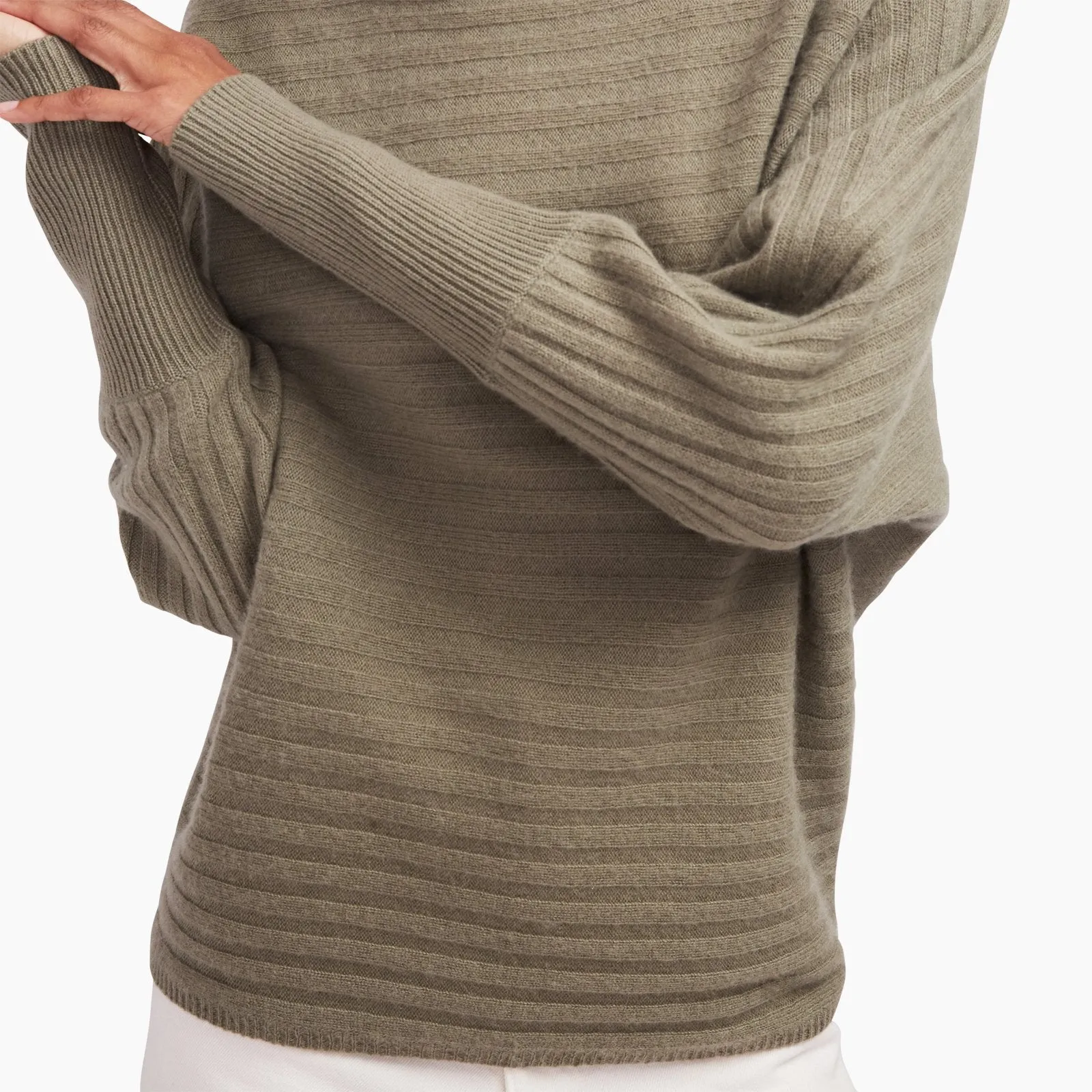 Cashmere Oversized Ribbed Boatneck Sweater