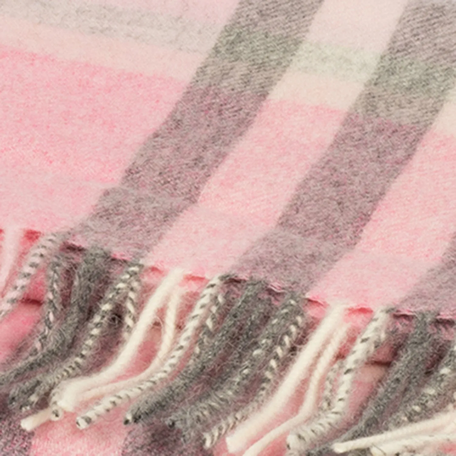 Chequer Tartan 90/10 Cashmere Scarf Bar  Pink