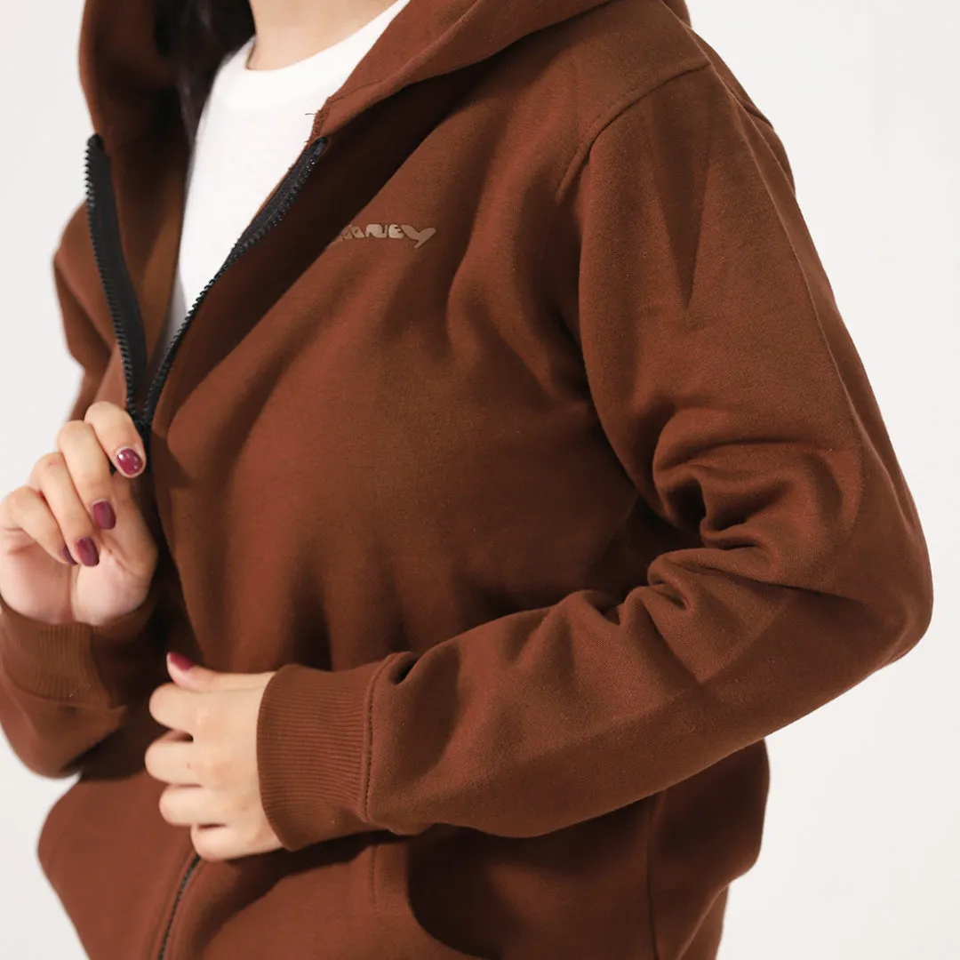 Chocolate Brown Zipper Fleece Co-ord Set