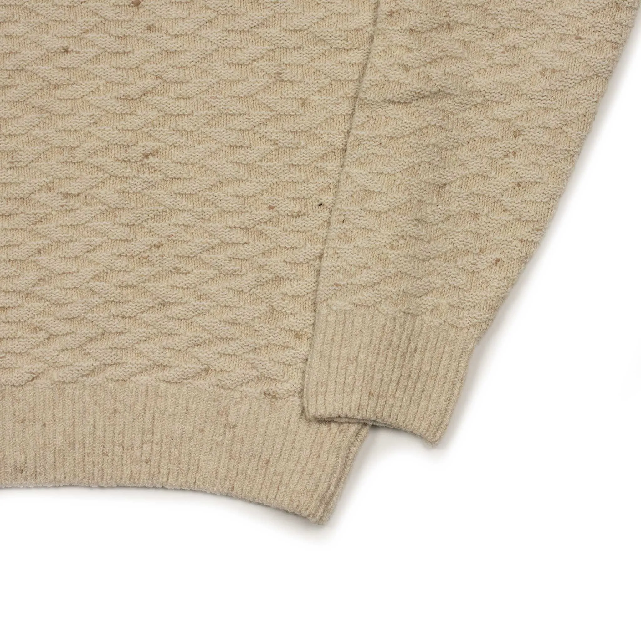 Claochai stone wall crewneck in ecru and beige donegal wool and cashmere