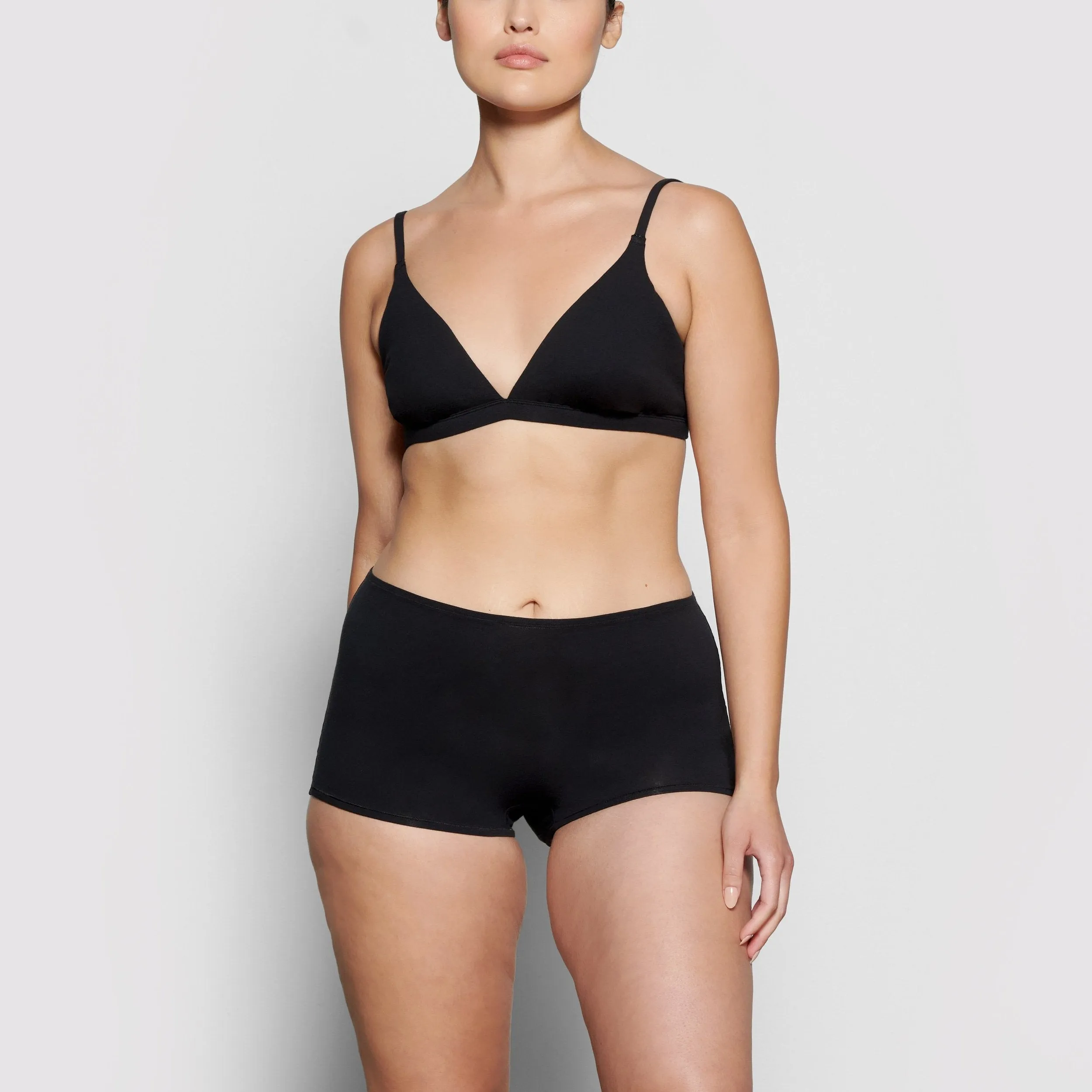 COTTON JERSEY TRIANGLE BRALETTE  | SOOT