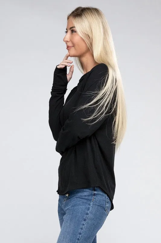 Cotton Raglan Sleeve Thumbhole Top