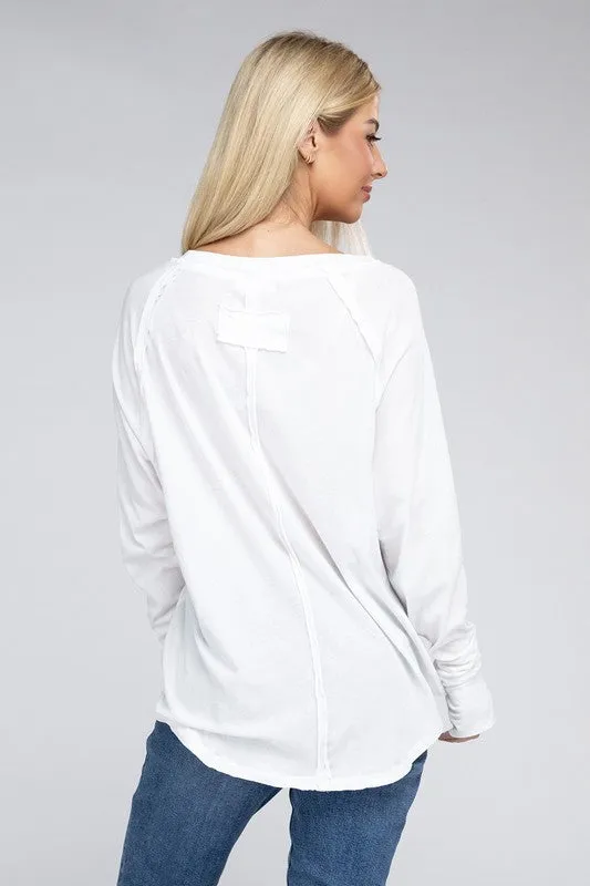 Cotton Raglan Sleeve Thumbhole Top