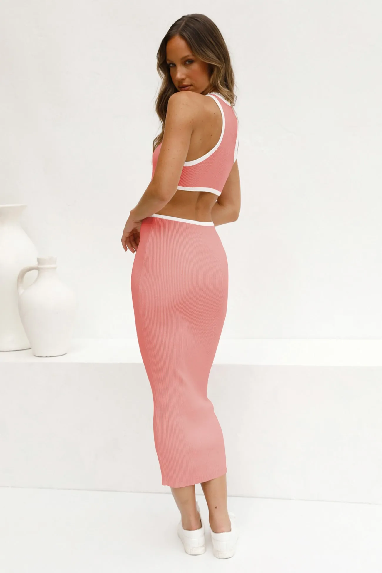 Crew Neck Cut Out Bodycon Maxi Dress